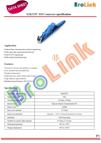 E2000/UPC SM Connector specification